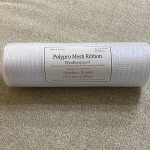 Polypro Mesh Ribbon - White with Iridescent Sheen